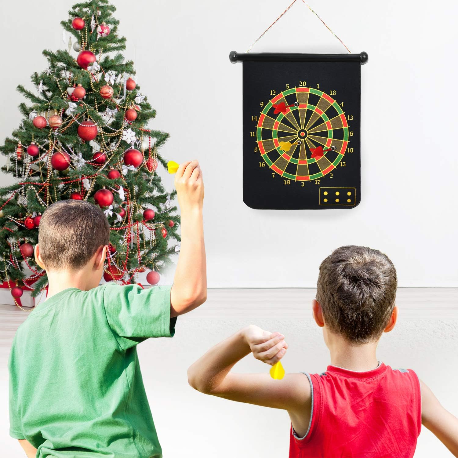 CUTE STONE Magnetic Dart Board for Kids, Safe Dart Game Toys with 6pcs Magnetic Darts and 8 Velcro Dart Balls, Indoor Outdoor Party Dartboard Games for 3+ Years Old Kids, Boys, Girls, Adults, Families: Toys & Games