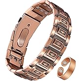 Jecanori Pure Copper Bracelet & Ring for Men, 3X Strength Magnetic Bracelet with 3800 Gauss Magnets