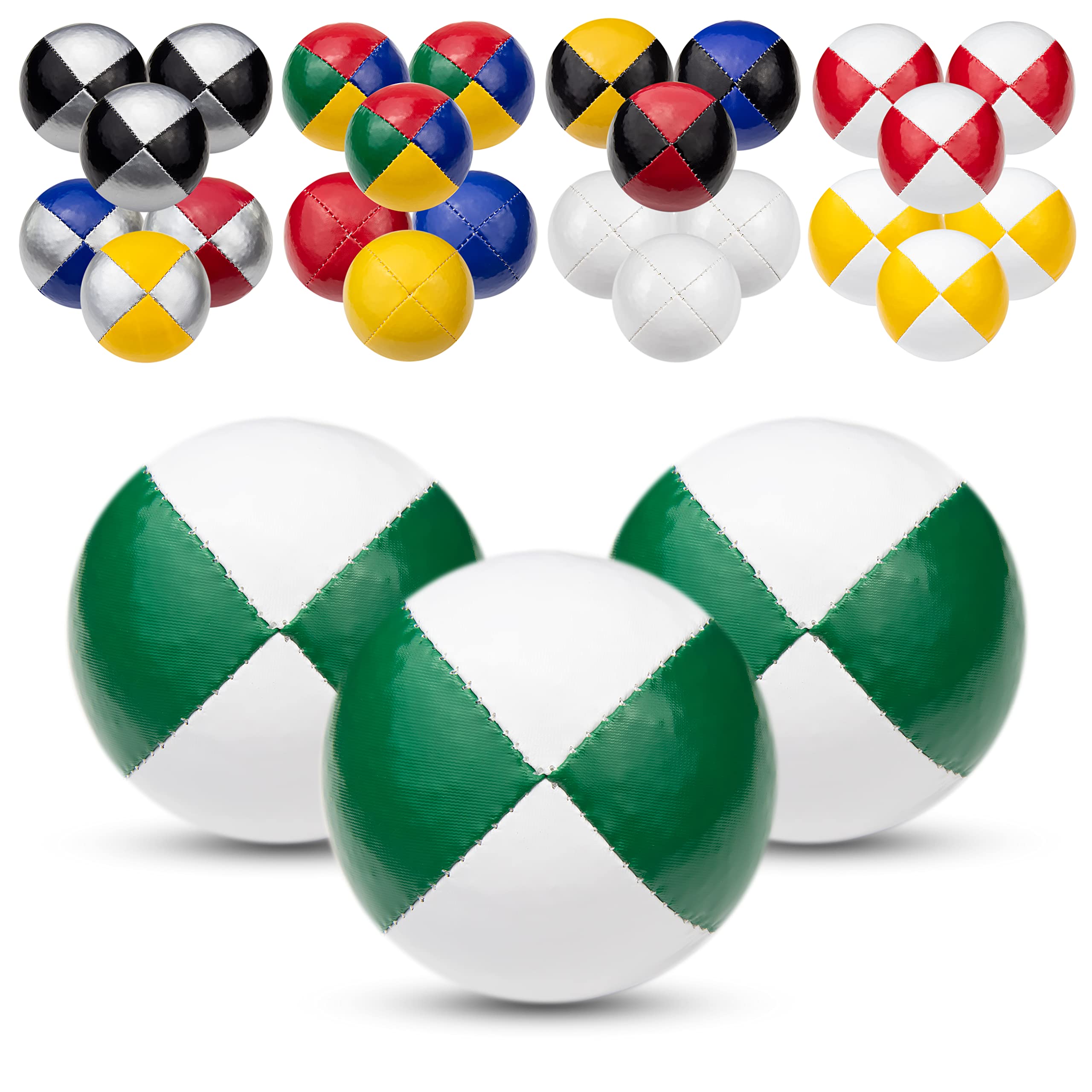 Juggle Dream 3x Pro Thud Juggling Balls - Set of 3 Professional Juggling Balls with Free Online Learning Video, Perfect for Beginners and Experts (White/Green)