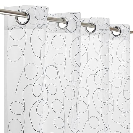 Vorhang Ösenschal transparent Kringel 140x245cm grau #9013