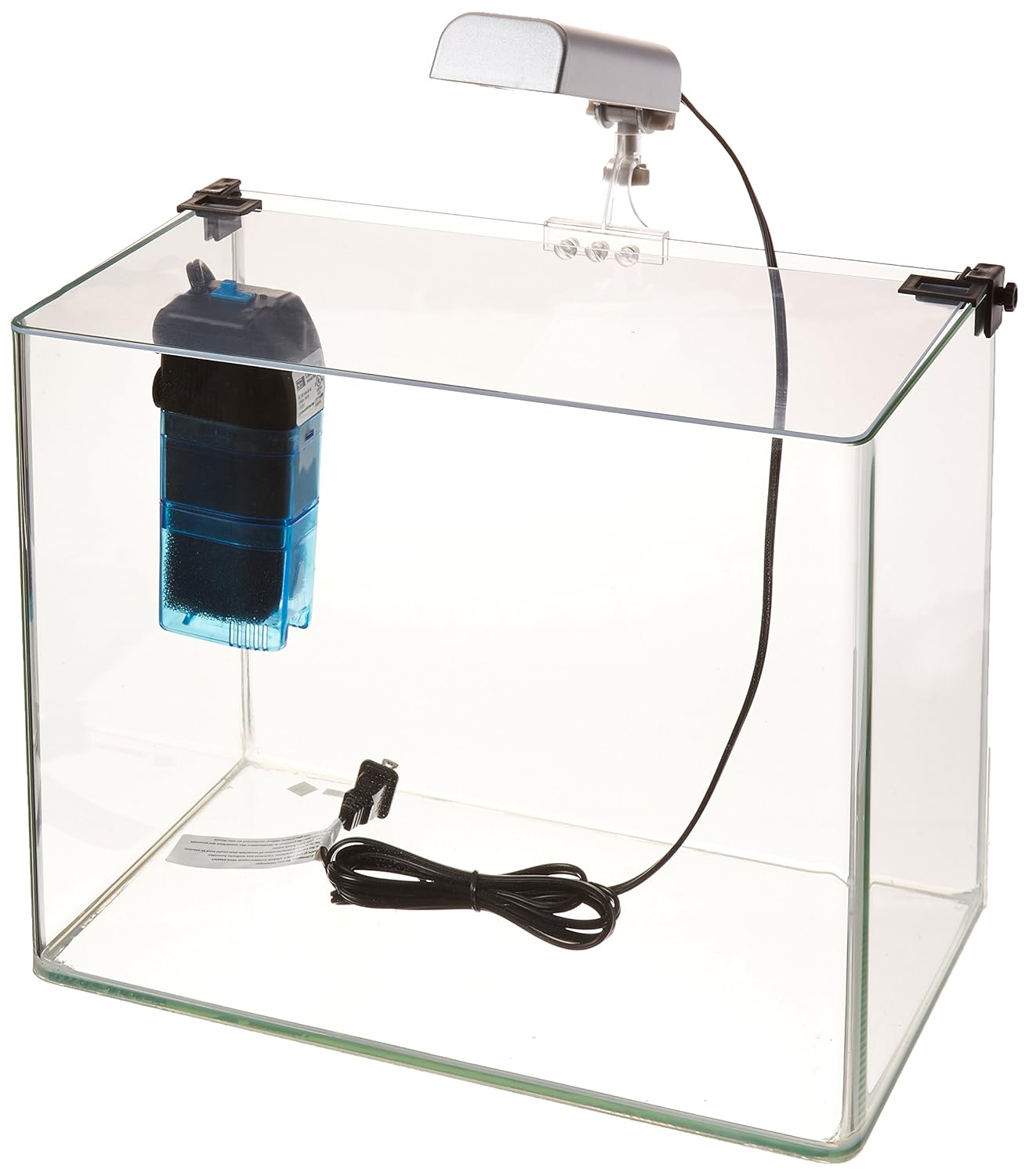 PennPlax Curved Corner Aquarium Kit, Filter, LED Light, Float Glass For Maximum Viewing 5