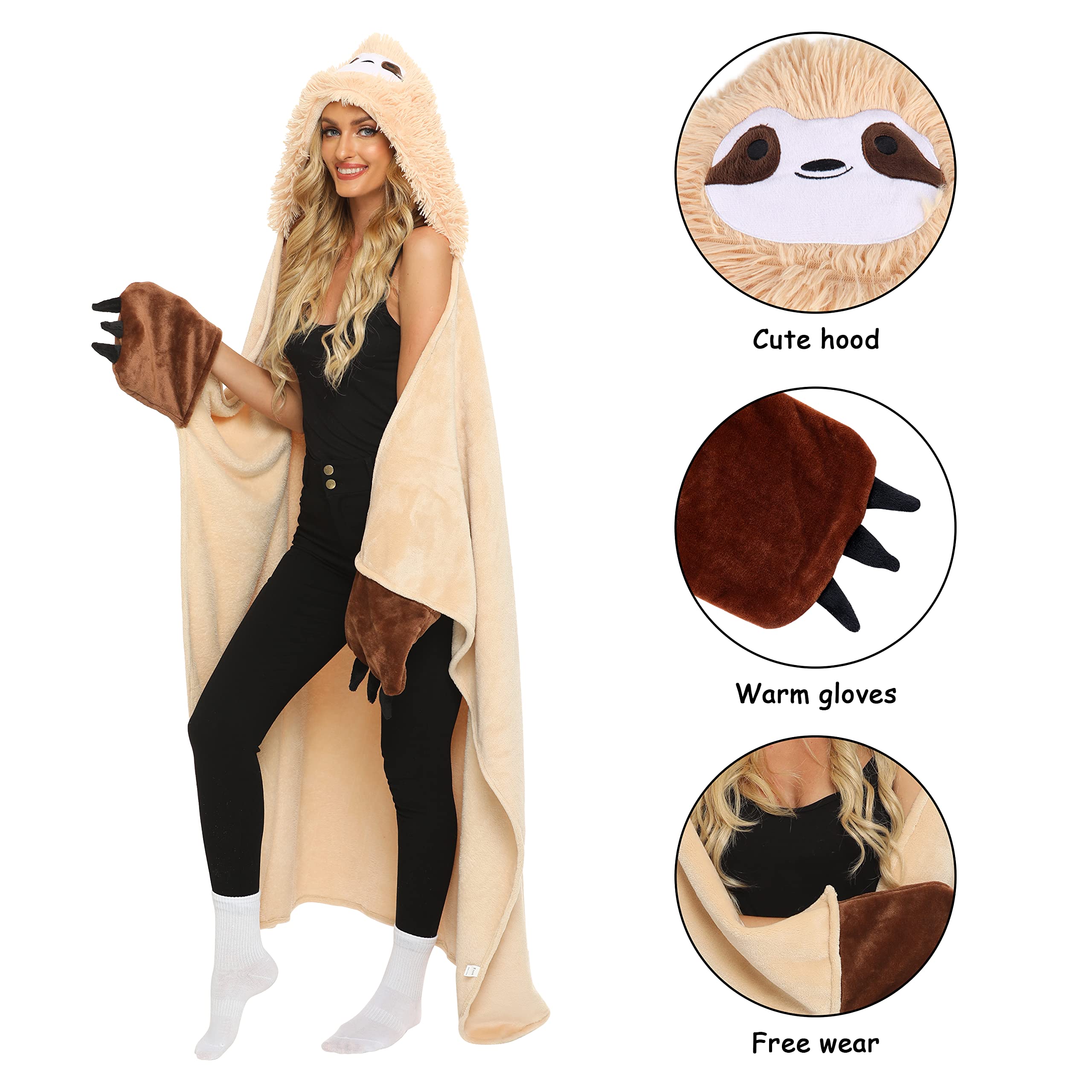 Warm Wearable Hooded Blanket