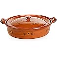 Ancient Cookware, Mexican Clay Flat Cazuela Pot, Large, 6 Quarts