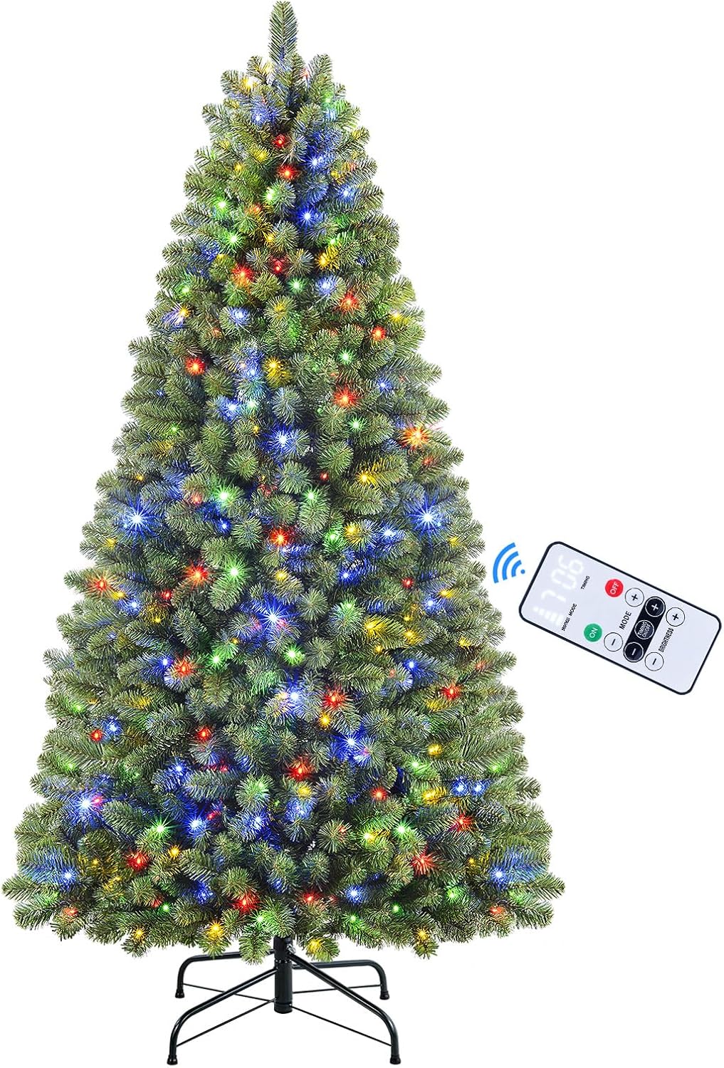 Trees - SHareconn 6ft Prelit Premium Artificial Hinged Christmas Tree with Remote Control,Timer, and 330 Warm White & Color LED Changing Lights, 952 Branch Tips, Perfect Choice for Xmas Decoration, 6 FT
