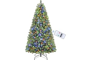 SHareconn 6ft Prelit Premium Artificial Classic Spruce Christmas Tree with Remote Control,Timer, and 330 Warm White & Color LED Changing Lights, 952 Branch Tips, Perfect Choice for Xmas Decoration6 FT