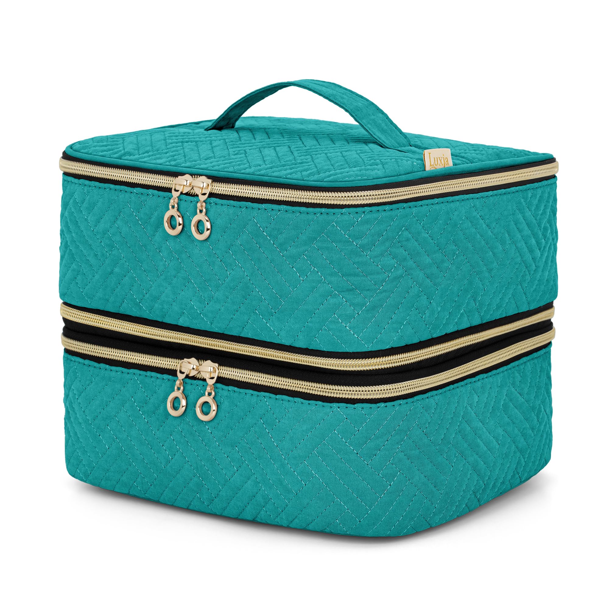 Luxja Nail Polish Organiser Case, Detachable 2 Layers Nail Varnish Case - Hold 60 Bottles (15ml - 0.5 fl.oz), Nail Varnish Storage Bag (Patented Design), Teal