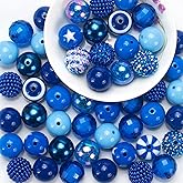 20 mm Bubblegum Beads for Pens Making, 50 PCS Large Pen Beads, Chunk Bubble Gum Bead Bulk Mix, Colorful Rhinestone Bead for Jewelry Making, Bag Keychain, Crafts, Bracelets, Necklaces