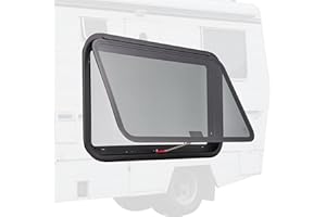 AUSUM MOTOR RV Exit Window 36" W x 22" H RV Door Window Tinted RV Window with Net Screen, Trim Ring RV Window Replacement for 1-3/4" Thick Walls, Camper Window for Cargo Trailer Camper, DOT Approved