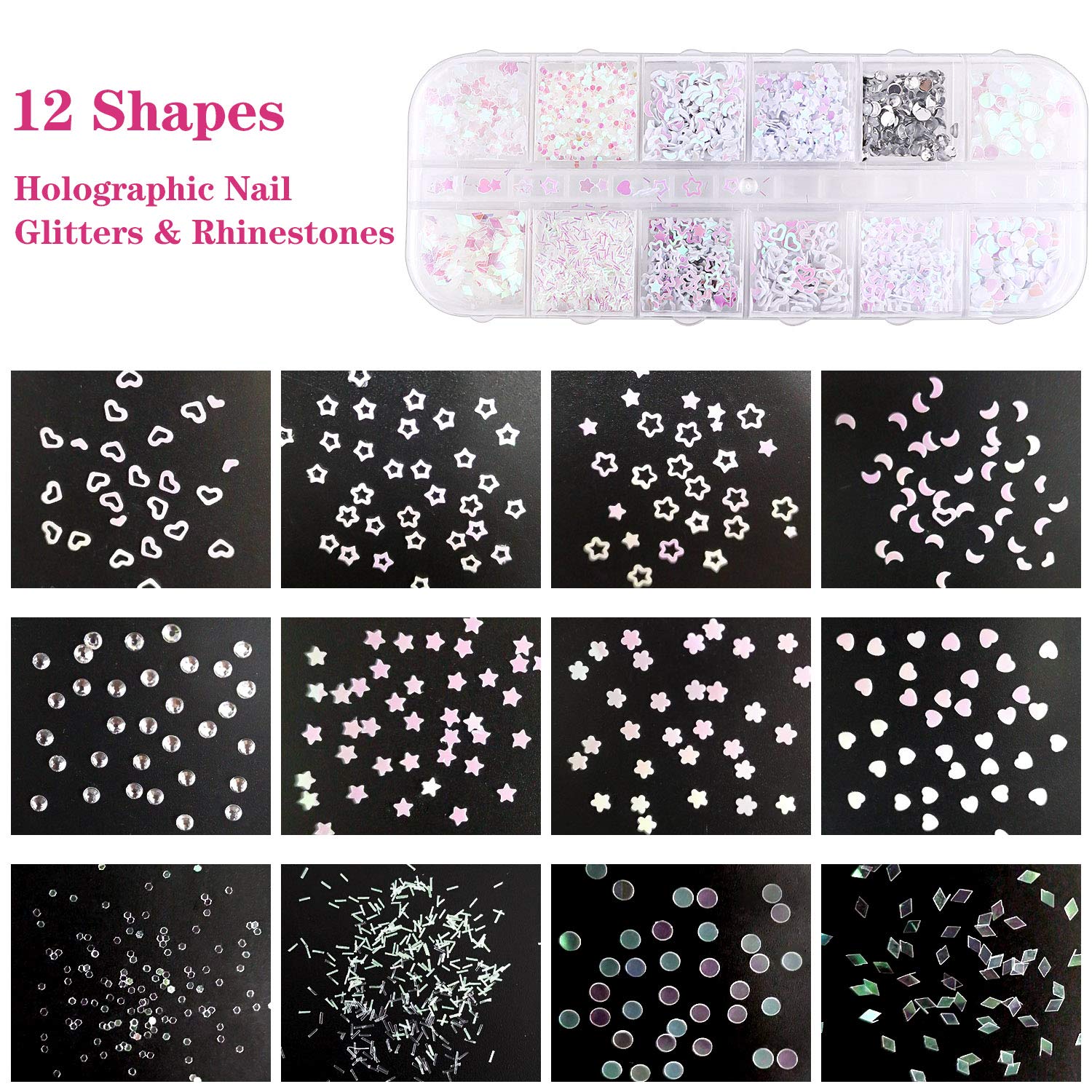 48 Colors Dried Flowers Nail Art Butterfly Glitter Flake 3D Holographic, Tufusiur Dry Flower Nails Sequins Acrylic Supplies Face Body Gifts for Decoration Accessories & DIY Crafting: Beauty