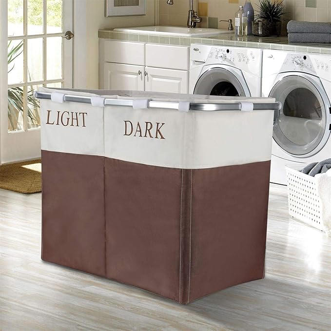 Vinsani Lights and Darks Folding Laundry Sorter Basket Box Bag Bin
