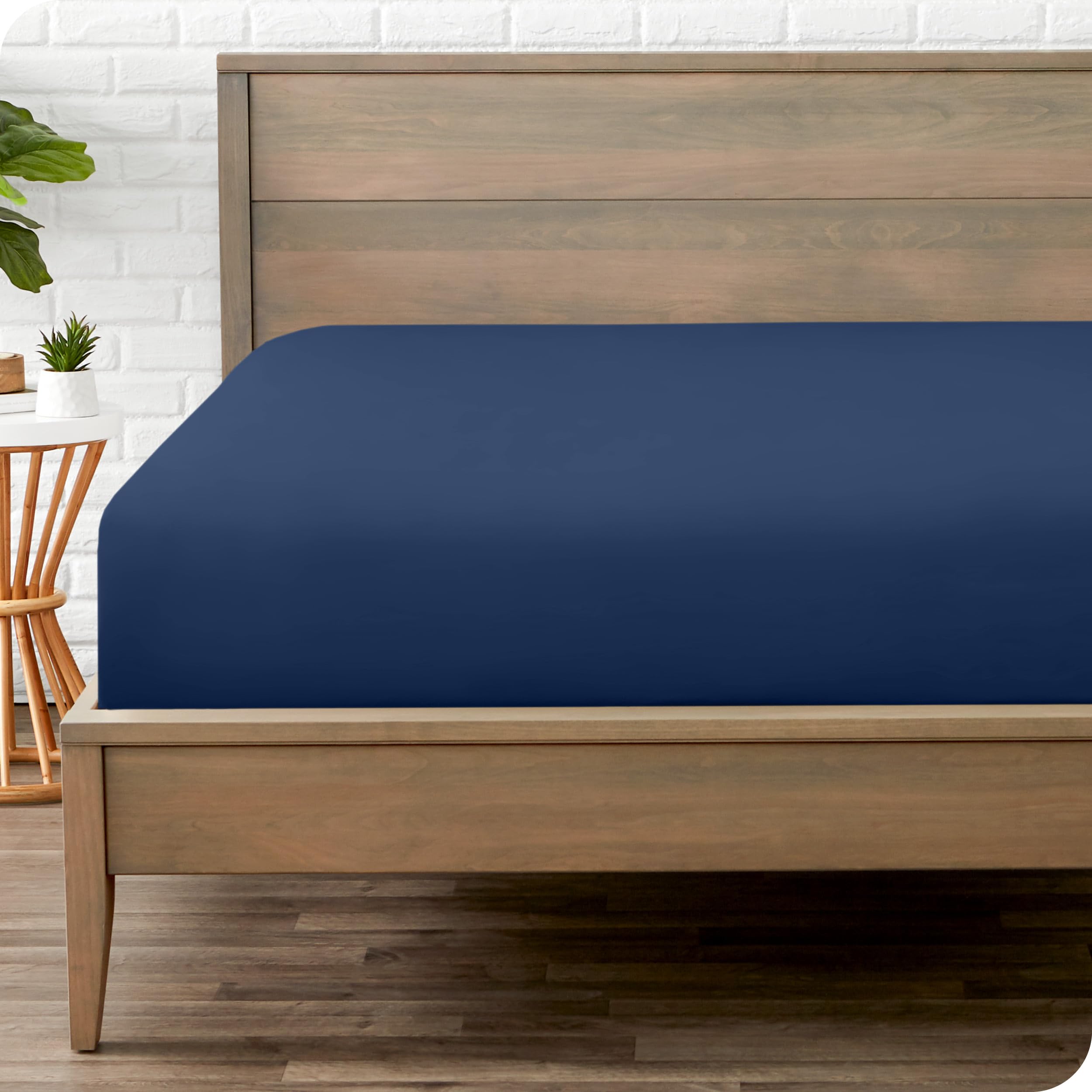 Bare Home Fitted Bottom Sheet Single Size - Premium 1800 Ultra-Soft Microfibre Sheet - Wrinkle Free - Deep Pocket - 38 CM/15 IN Deep - Single Fitted Sheet (Single, Dark Blue)