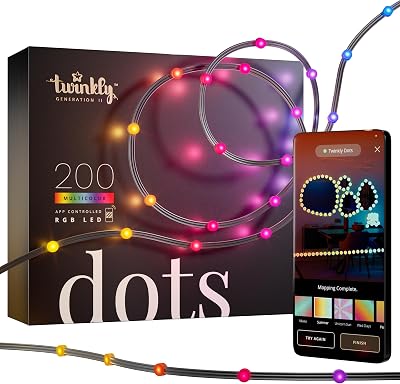 Dots 10m, Bandeau LED Multicolore pour Extérieur et Intérieur, Bandeau LED RGB Flexible, Compatible avec Alexa, Google Home, IP44, 16 M+ Couleurs, Contrôlé par App, Fil Noir, 200 LED