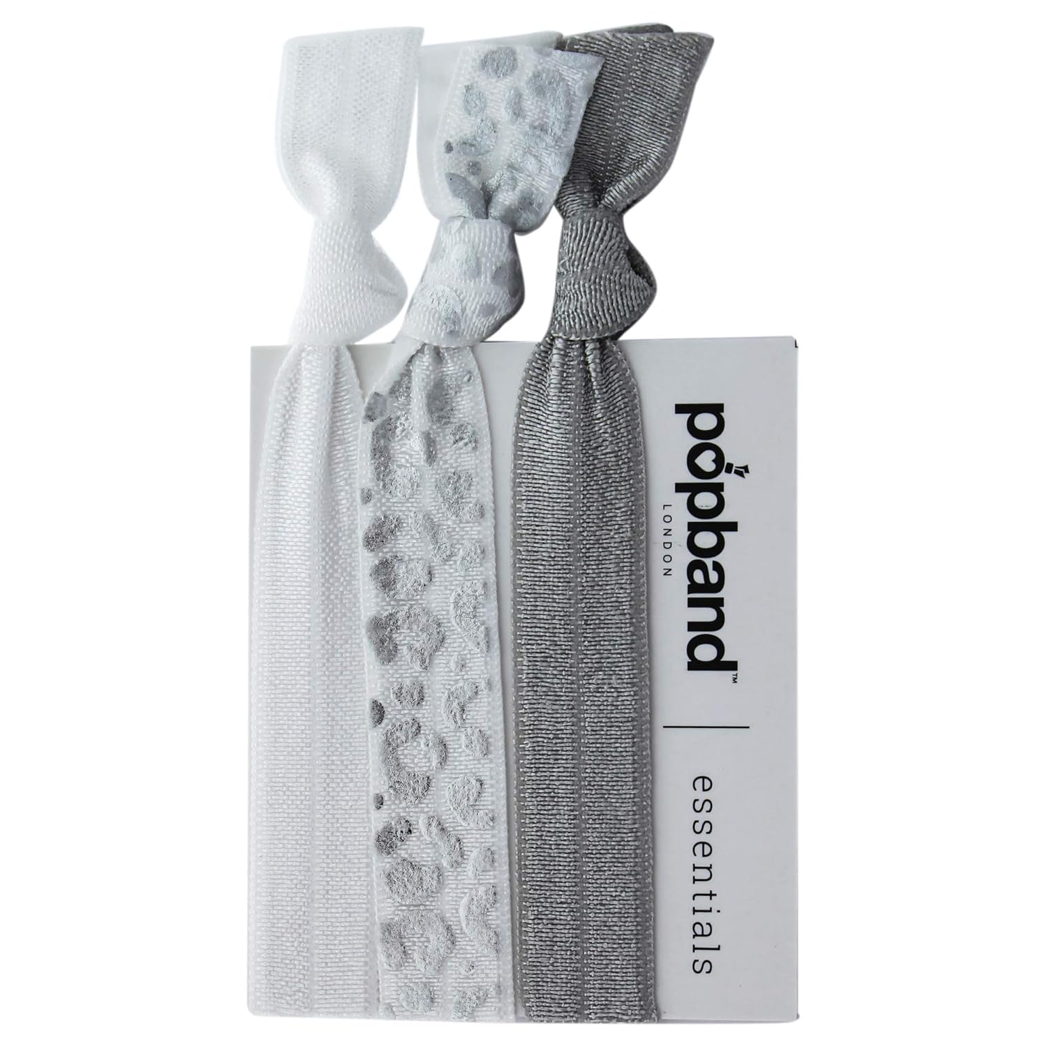 Popband London | Essential Hair Bands | Ice Grey Silver | For All Day and Night | No Dent | No Hair Damage | 3 Pc