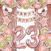 Rose Gold 23rd Birthday Party Decor - Happy 23rd Birthday Decorations for Women & Girls