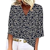 BIVENANT Women's 3/4 Sleeve Tops Blouses for Women Summer V-Neck Floral Boho Shirts Tees Trendy 2024