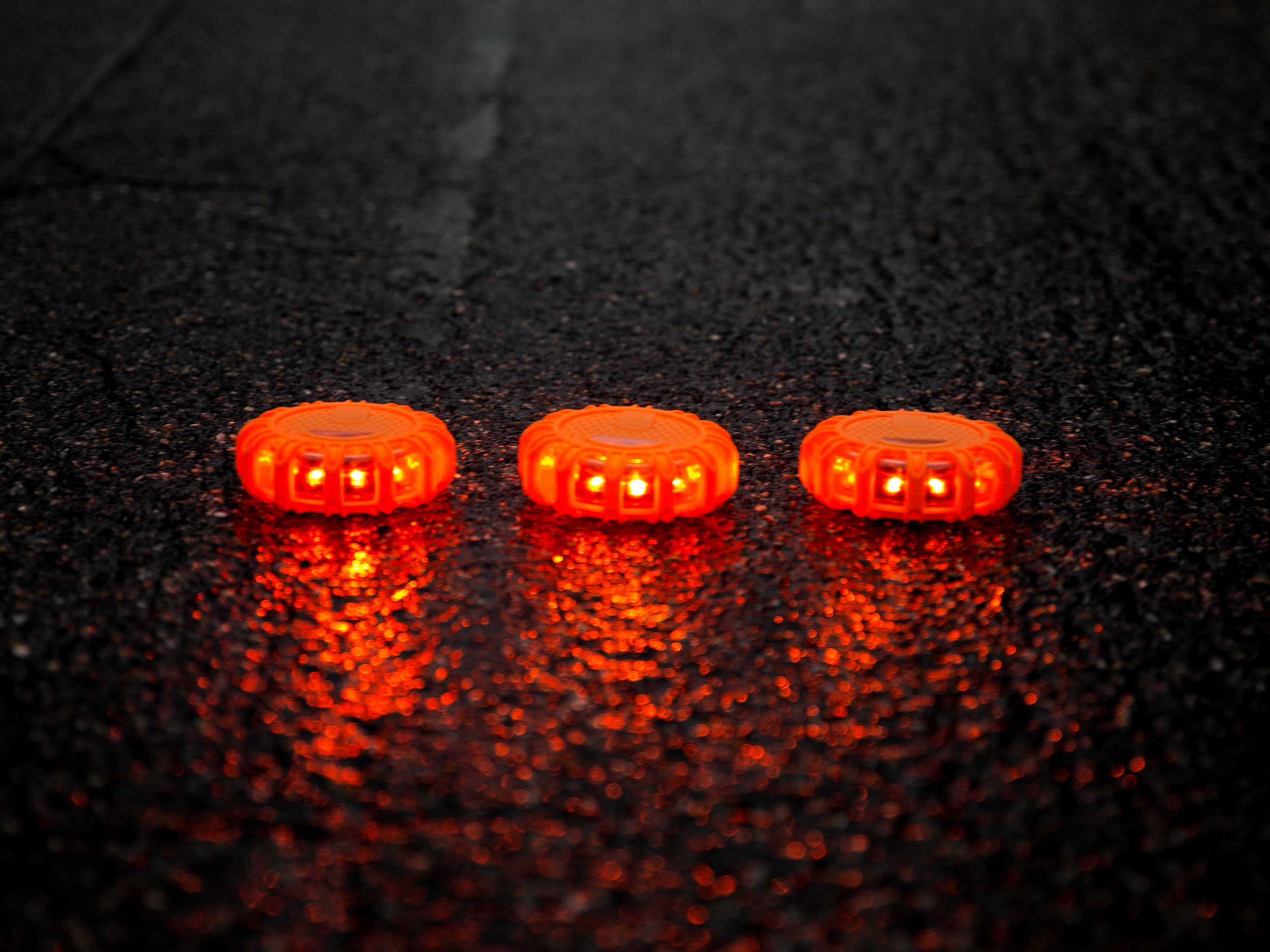 Flashing LED Emergency Road Flares: 4” Magnetic Roadside Flare Beacon Discs for Car, Truck or Boat - Warning Lights for Safety During Vehicle Emergencies - Use on All Vehicles - 3 Pack with Carry Ba