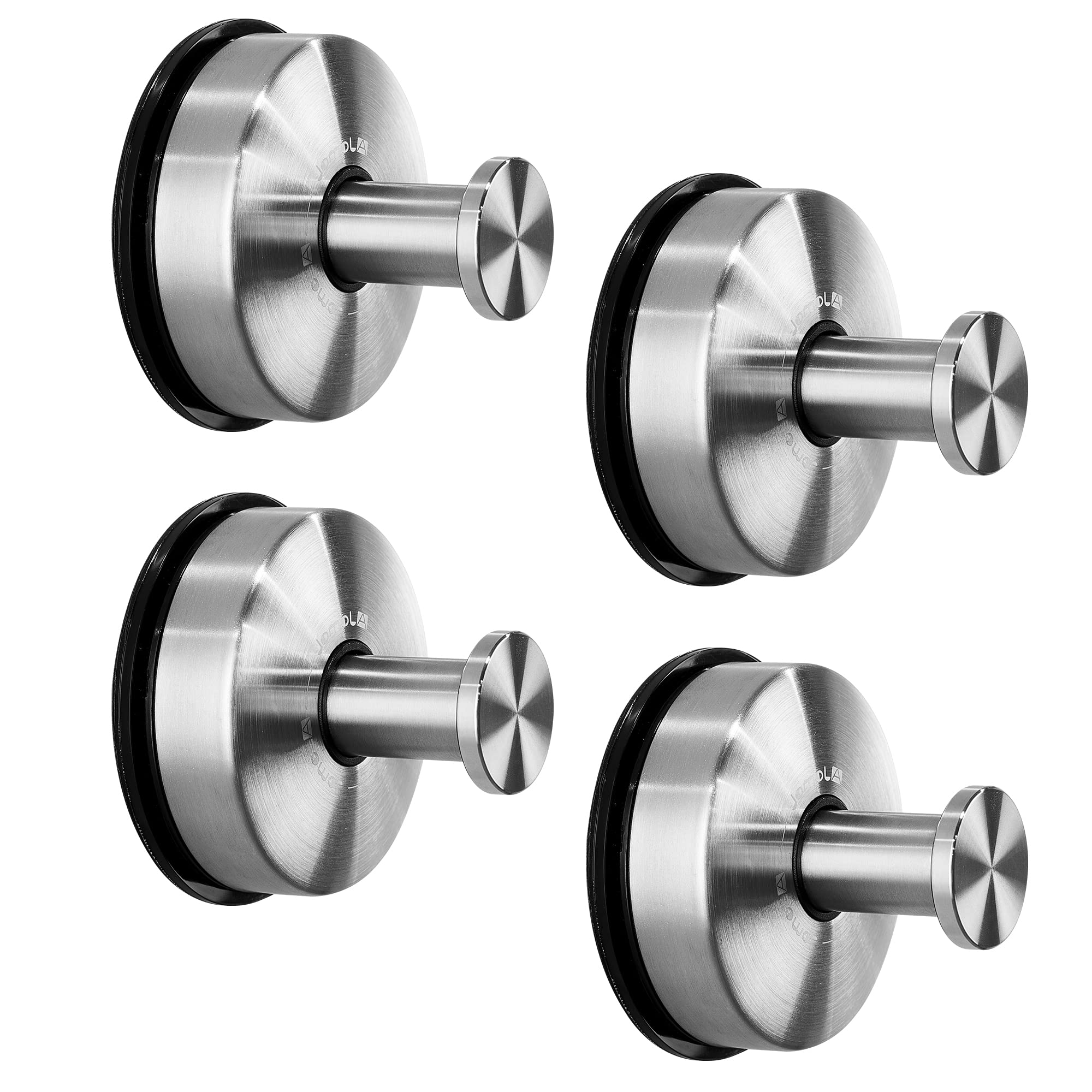 JOMOLA 4PCS Bathroom Towel Hook Suction Cup Holder Utility Shower Hooks Hanger Towel Storage Kitchen Utensil Tea Towel Holder Stainless Steel Vacuum Suction Cup Hooks Brushed Finish