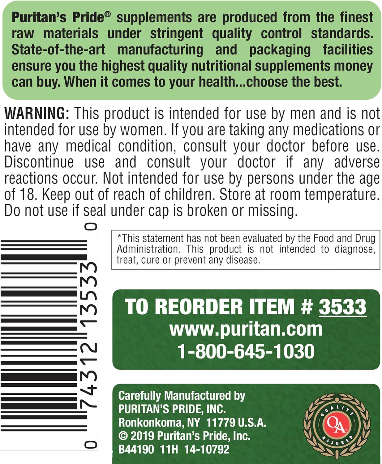 Puritans Pride Saw Palmetto 450 Mg, 200 Count: Health & Personal Care