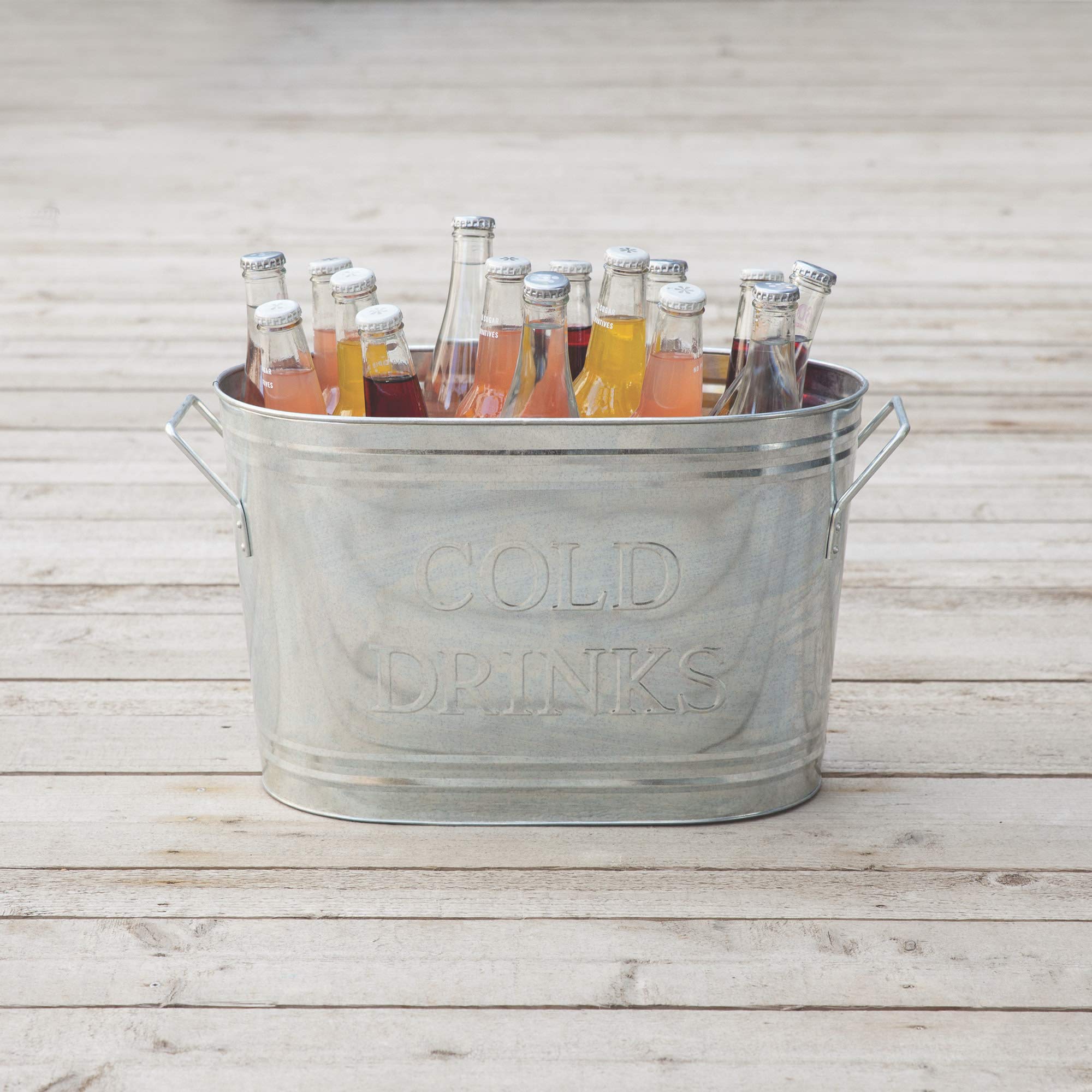 Twine Insulated Drink Galvanized Bucket, Beer and Beverage Tub, Metal Bucket, Ice Buckets for Parties, Holds 5.35 Gallons, Silver