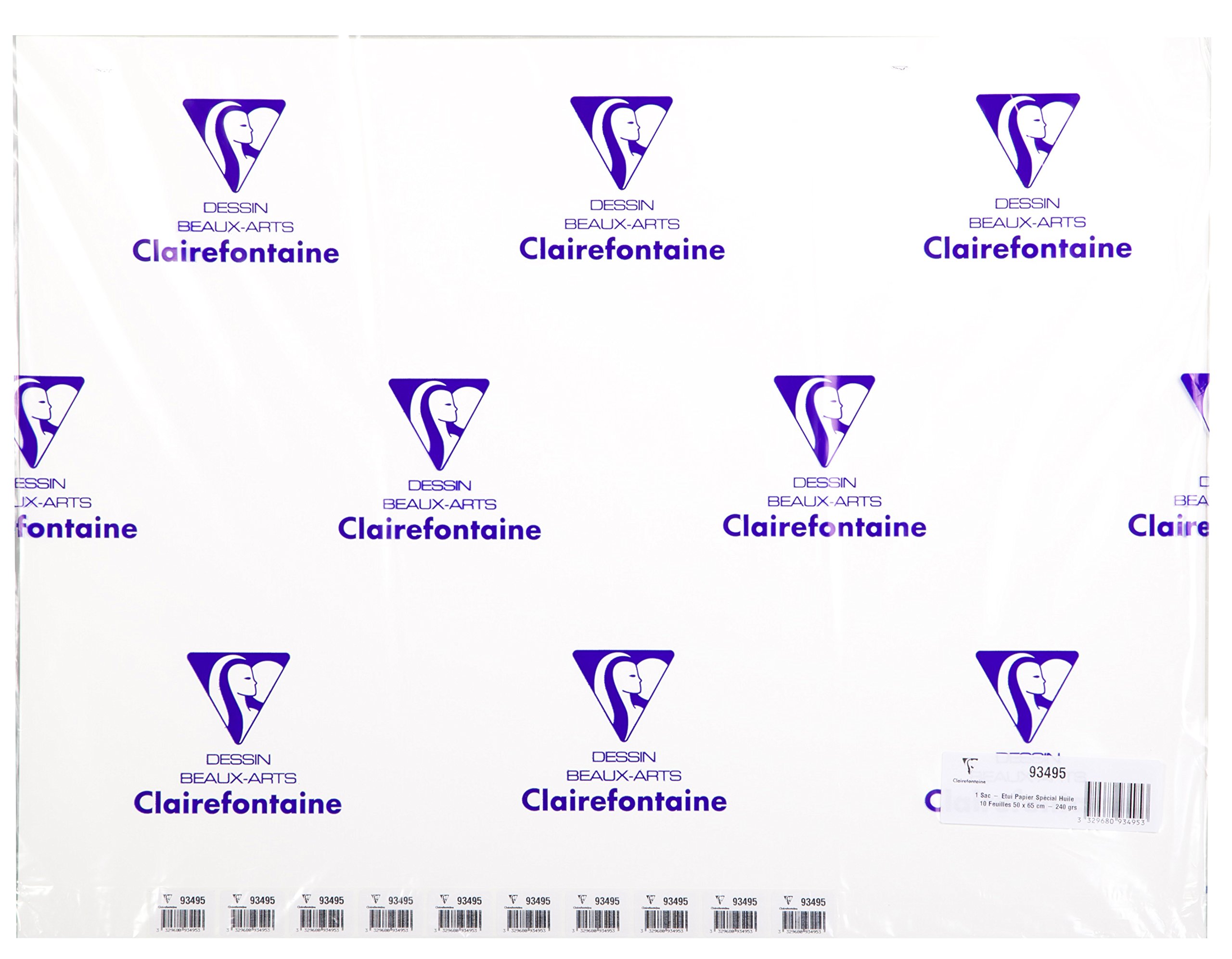 Clairefontaine - Ref 93495C - Oil Paper Pad (Pack of 10 Sheets) - 50 x 65cm in Size, 240gsm Paper, Acid Free, pH Neutral - Oil Paint Adheres Well to the Light Textured Paper