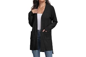 PrinStory Long Cardigan for Women Fall Open Front Ribbed Cardigan Sweater with Pockets 2025 Trendy