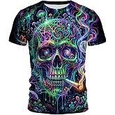 Grtfcolr Men's Gothic Skull Graphic T-Shirt Short Sleeve Crewneck Summer Polyester Tee