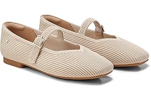 VIVAIA Margot Mary Jane Women Flat Shoes Slip on Square-Toe Washable Shoes Comfortable for Work with Arch Support