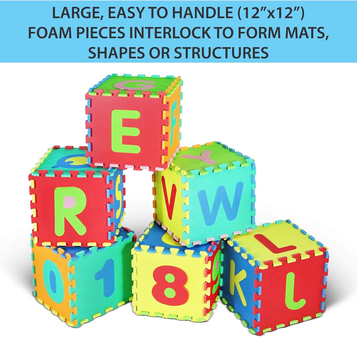 Yes4All Foam Puzzle Play Mat for Kids - Baby Floor Mats/Kids Play Mats - 36 Tiles with Edges, Alphabet & Numbers: Sports & Outdoors