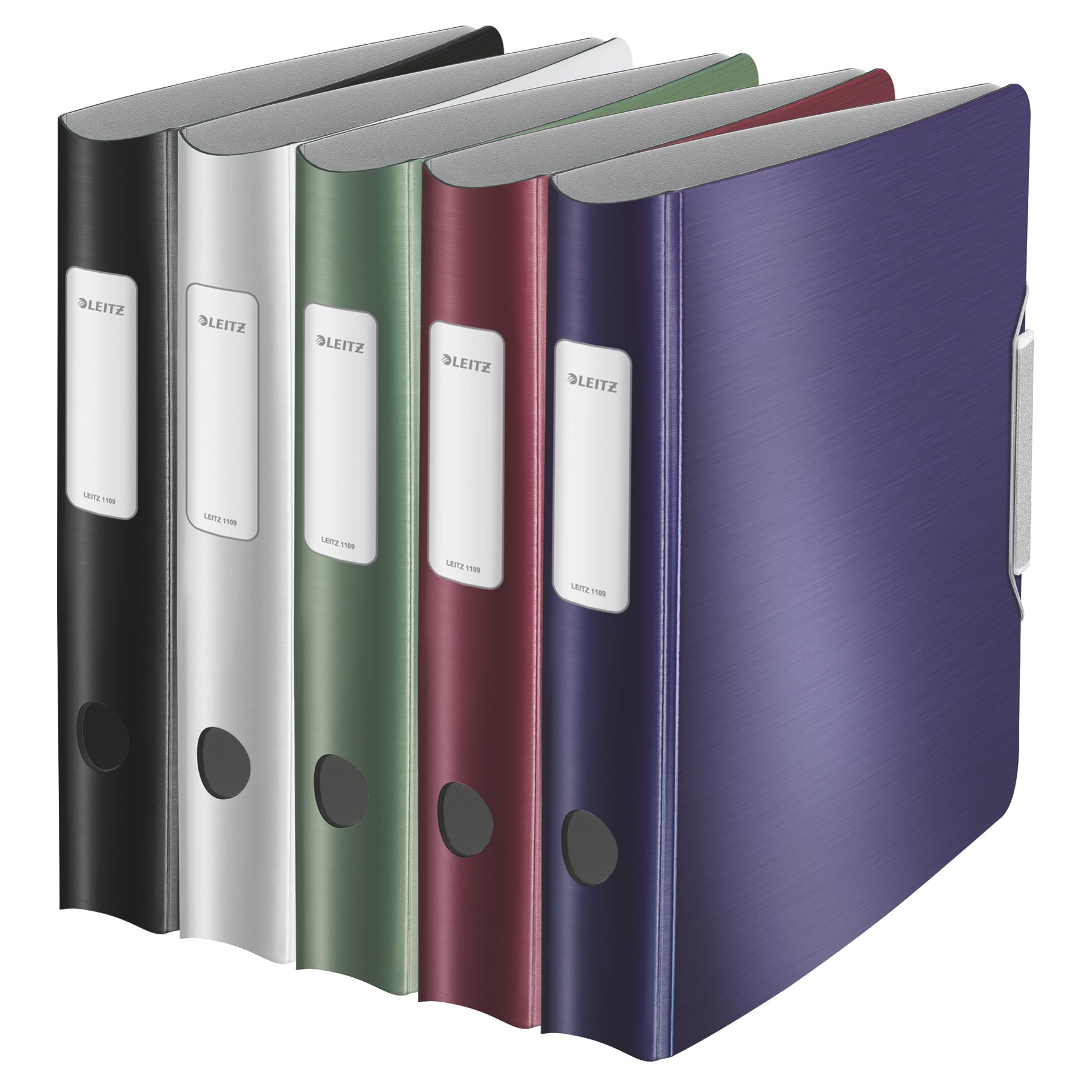 Leitz Lever Arch File, Assorted, A4, Curved spine 6.5 cm width, Elastic fastening, Light polyfoam, Style Range, 11090099 (Pack of 5)