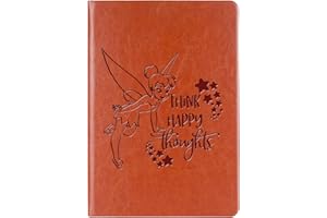 WHLBHG Tinker Bell Leather journal notebook Tinker Bell Lover Gift Think Happy Thoughts Pixie Fairy Tale Fans Inspired Gift for Friends Sisters (Think Happy Thoughts)