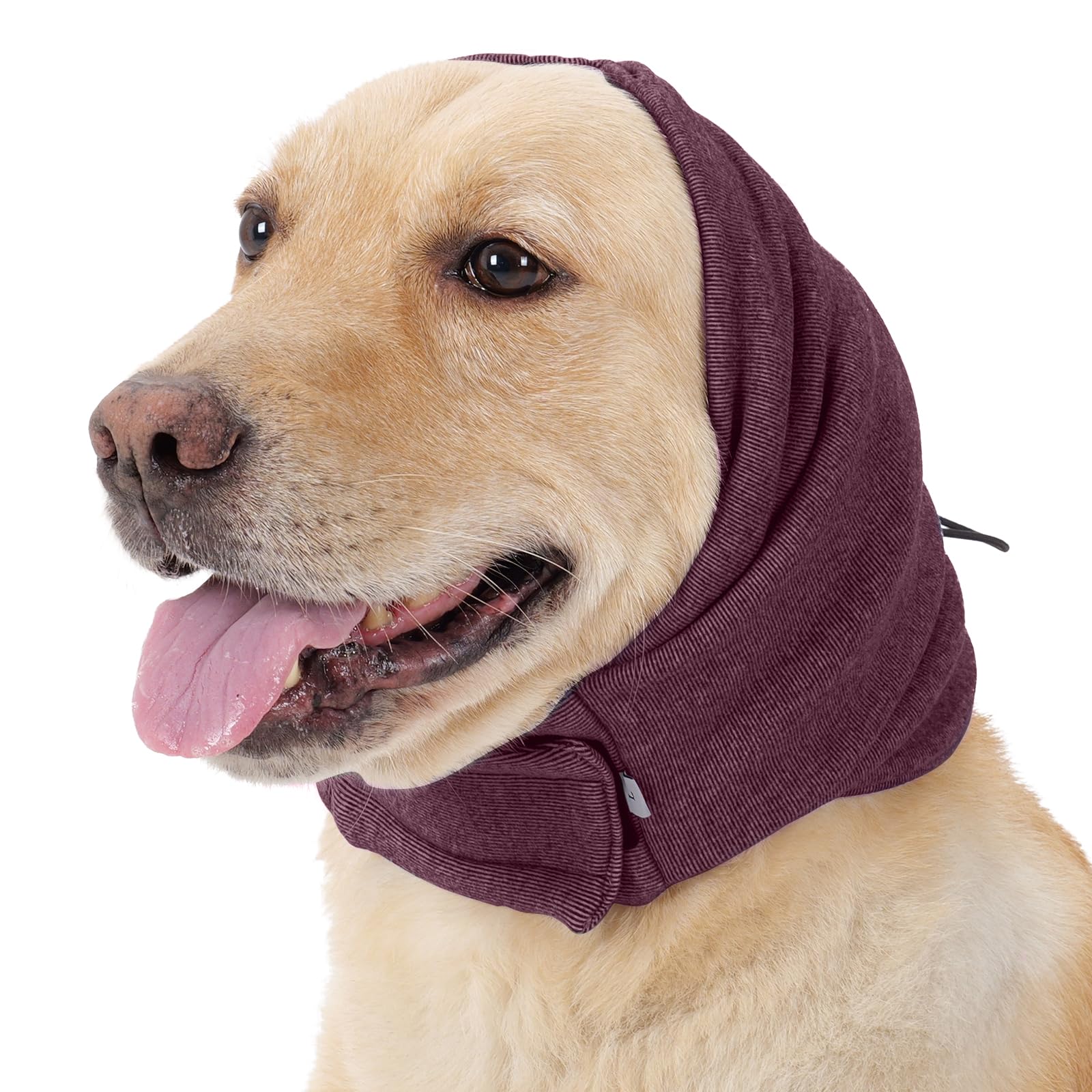 Lelepet Dog Snood Ear Muffs Noise Protection, Quiet Ears for Dogs, Dog Ear Cover for Anxiety Relief, Pet Calming Hood Head Wrap for Fireworks Thunder Grooming, Burgundy L