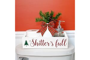 Xylolfsty Christmas Bathroom Wooden Storage Box Funny Holiday Toilet Paper Holder with Xmas Tree Camping Farmhouse Tank Basket Decor Winter Guest Bathroom Xmas Clark Gift Ideas-White