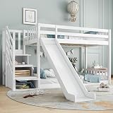 BTM Children's Bunk Bed Frame 3FT with Ladder & Slide, Storage Steps view 3