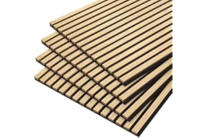 SDLDEER 4 Pack Wood Wall Panels, 47.2” x 23.6" Wood Slat Wall Panel for Wall and Ceiling, 3D Fluted Wall Panels Wood Panels Wall, Teak