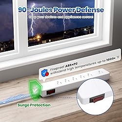 Elecan 3 Prong Power Strip with 8 FT Extension