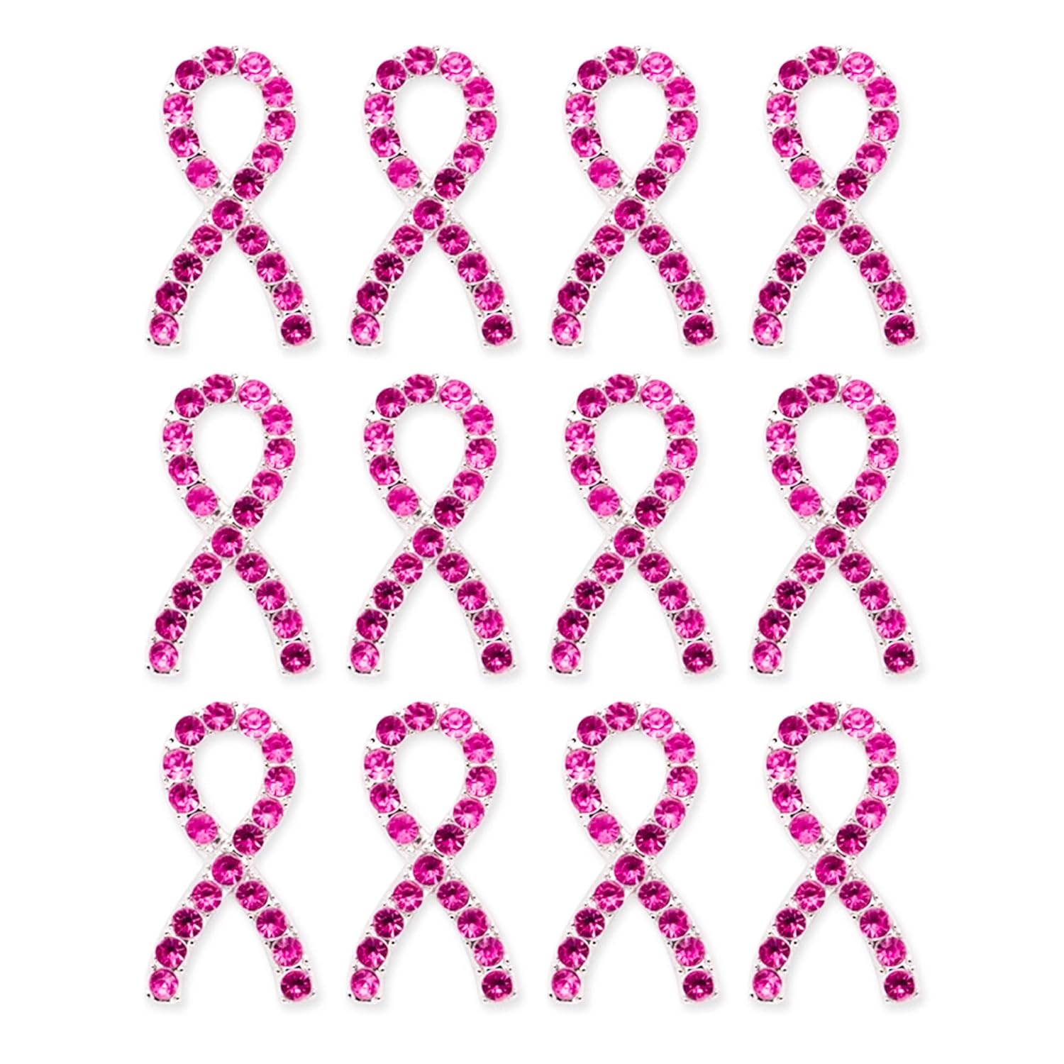 Breast Cancer Awareness Pins Bulk 24 Pack Pink Ribbon Jewel Pins