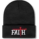 Christian Jesus Cross Beanie - Faith Winter Beanie Hats for Men Women - Religious Gifts for Christmas & New Years