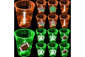 mishunyus 24 Pcs Glow Football Cups Decorations, Superbowl Party Decorations, Tailgate Events for Ideal Party Supplies & Party Favors, Sports Birthday Party (16 oz)