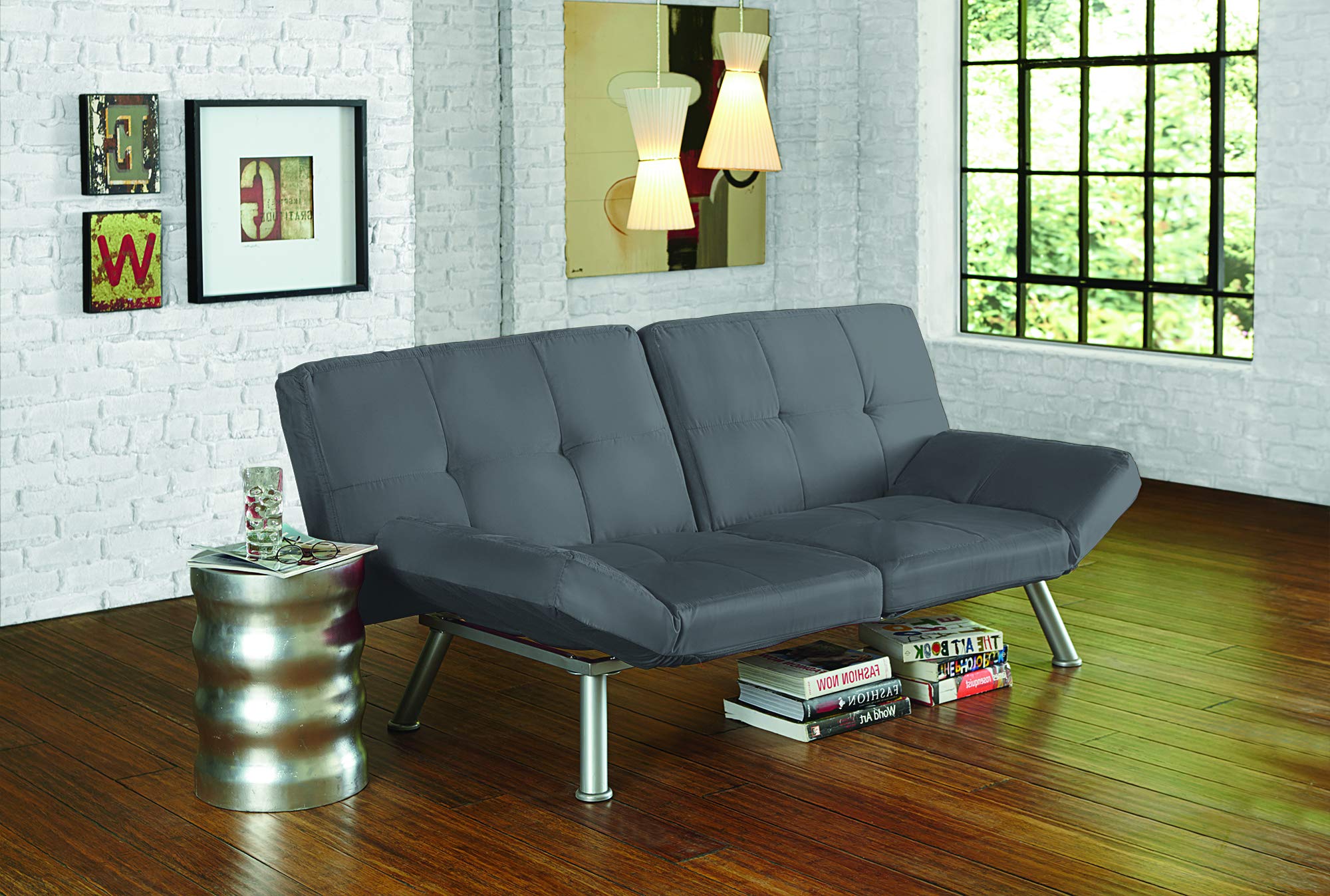 DHP Kaila Sofa Sleeper Convertible Futon Bed with Adjustable Armrests