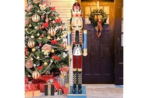AMOR PRESENT Nutcracker Figure, 36" 2.9Ft Dark Blue＆Red Wooden Nutcracker Soldier Statue for Christmas Decoration,Holiday Decor