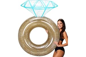 MewVeer Pool Floats, Inflatable Diamond Ring Pool Float for Bachelorette Party, Engagement Ring Floatie for Beach Party & Tub