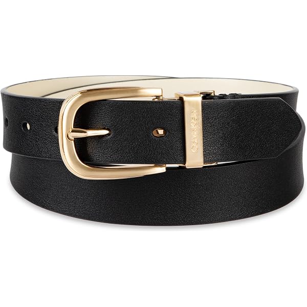 Michael Kors Womens Black Saffiano Leather Belt Gold Buckle  display picture 1