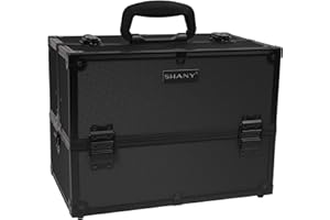 SHANY Essential Pro Makeup Train Case with Shoulder Strap and Locks, Black
