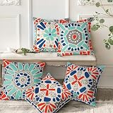 Weldomcor Waterproof 18x18 Cushion Covers Set of 4 Boho Outdoor Pillow Cases view 5