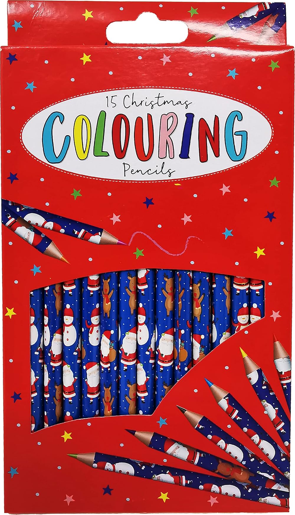 YLAB 15 Christmas Colouring Pencils Kids Stocking Filler Santa Snowman Reindeer