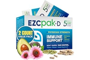 EZC Pak 5-Day Immune System Booster with Echinacea, Vitamin C, Zinc & Vitamin D - Tapered Immune Support Supplement for Adults - Supports Immunity, Easy Travel-Size Supplement Pack - (Pack of 2)