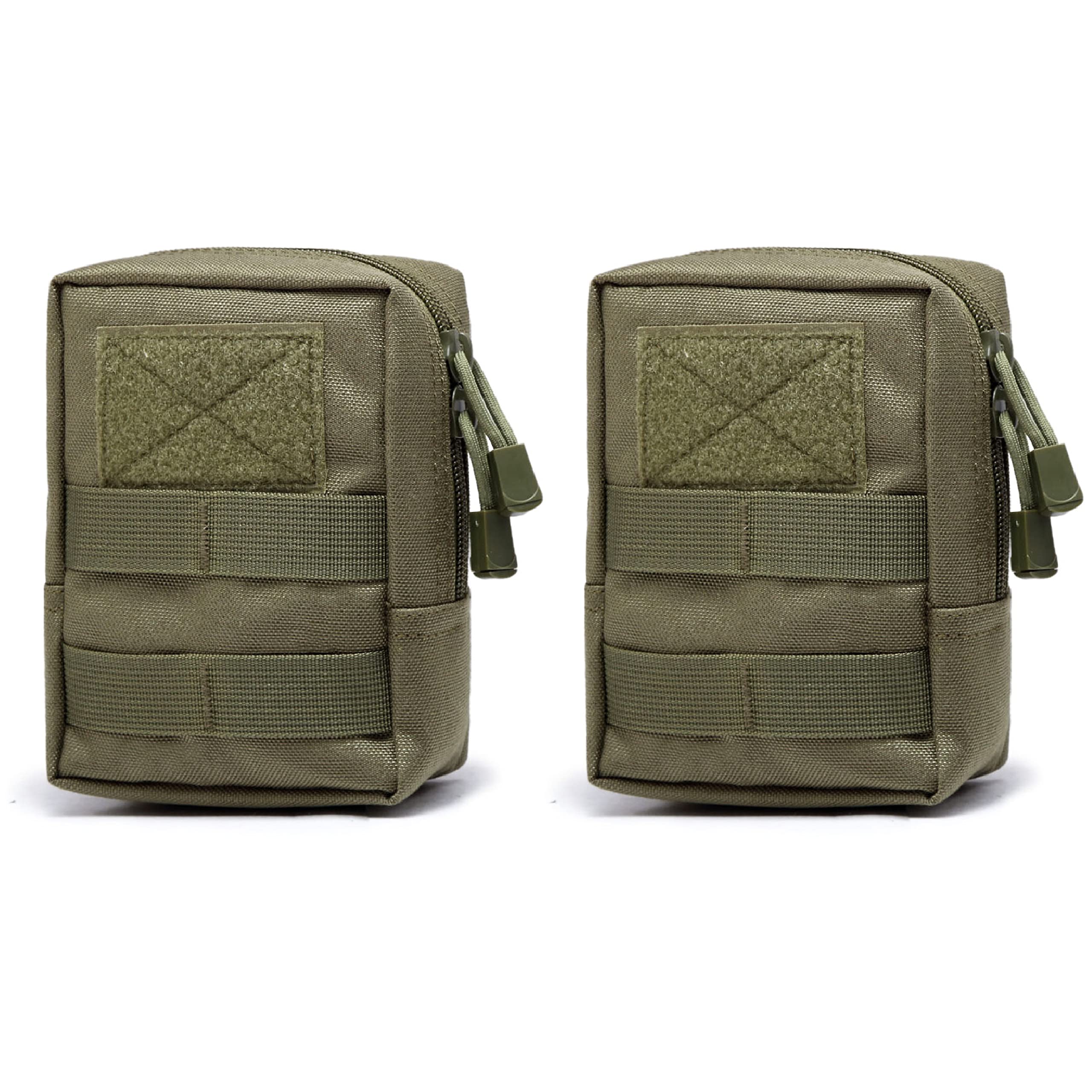 Azarxis Molle Tactical Pouch, Multi-Purpose Military Admin EDC Utility Pouch Backpack Accessories Gadget Tool Gear Organizer for Outdoor Hiking Camping Hunting Cycling Trekking (Green - 2 Pack)