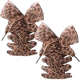 PAGOW 1 Pair Leopard Print Ribbon Shoe Laces, Satin Lace Shoelaces, Flat Shoe Laces Shoestrings for Women Sneakers (4cmx120cm)