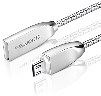 FEIYOLD Dauerhaft Metall Micro USB Kabel, Micro USB Ladekabel, Datenkabel für Samsung, HTC, Motorola, Nokia, Kindle, MP3, Tab
