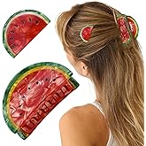 2 Pcs Watermelon Hair Claw Clips Acetate Hair Claw Fruit Small Hair Catch Jaw Clamp Strong Hold Hair Jaw Barrettes Clips Non-slip Retro Hair Accessories for Women Girls